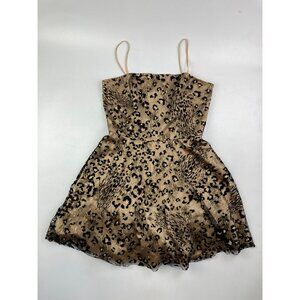 MASQUERADE Leopard Print Glitter Fully Lined Spaghetti Strap Knee Length Dress